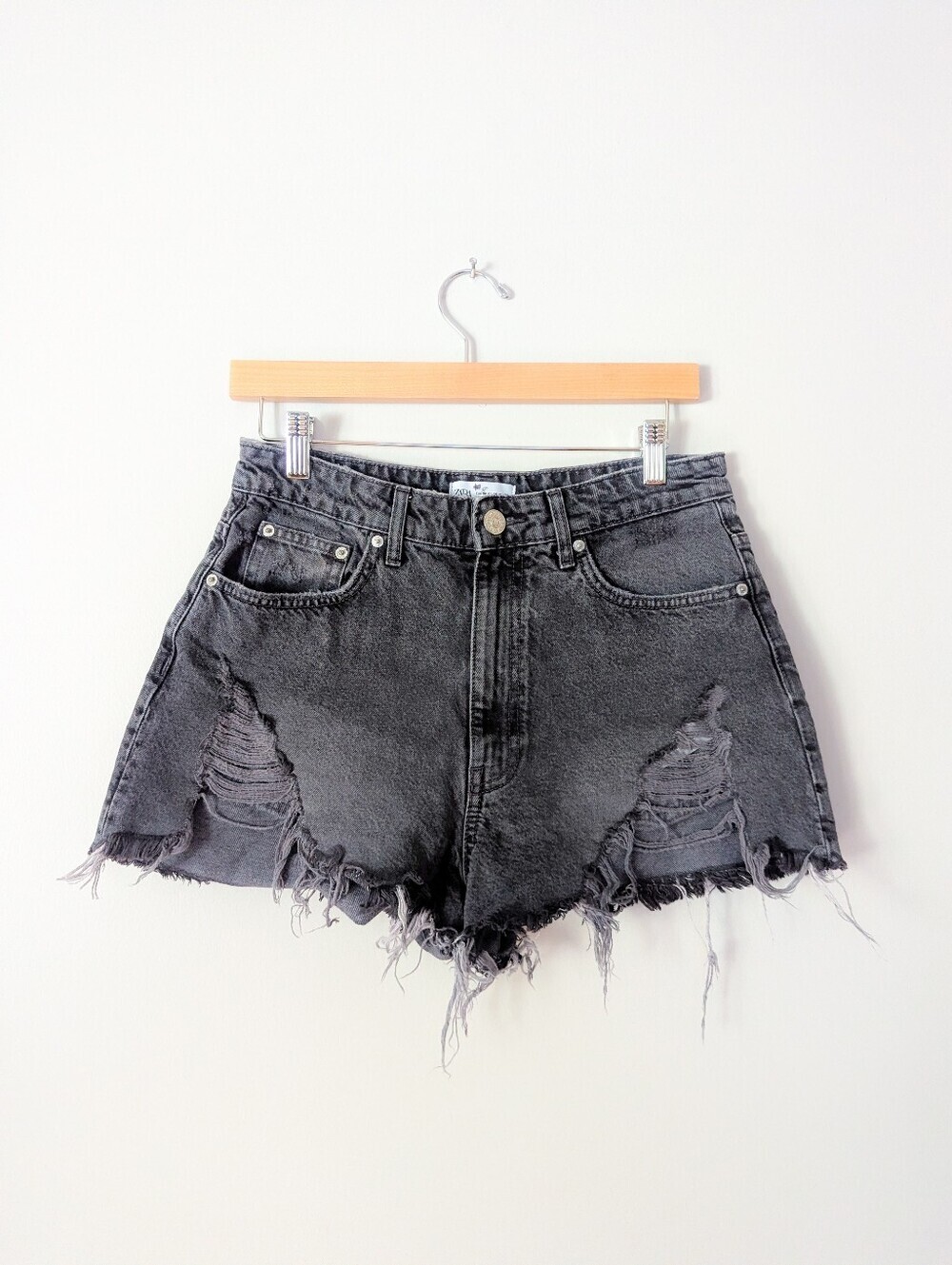 Zara Black Raw Hem Shorts